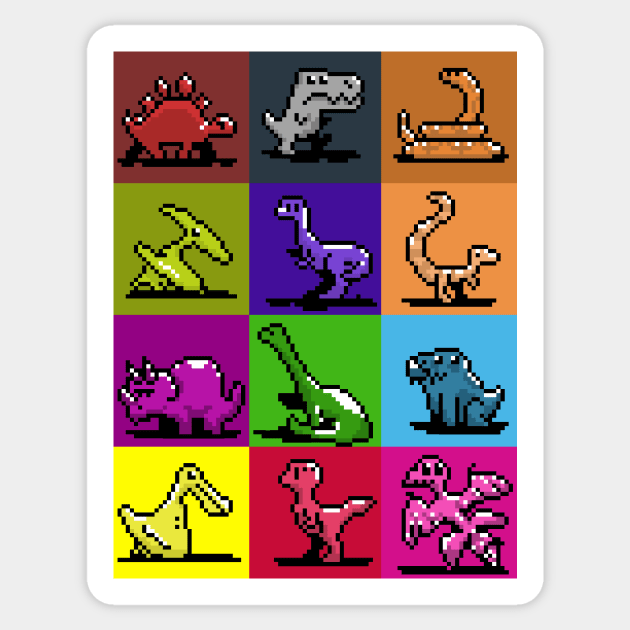 Pixel Dinosaurs Sticker by The darkcartoon